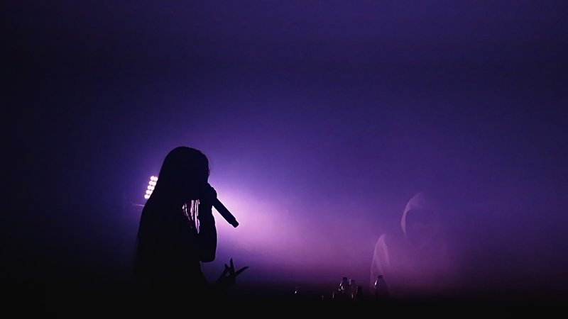 Snow Strippers bathed in deep violet light, Saint Andrew's Hall